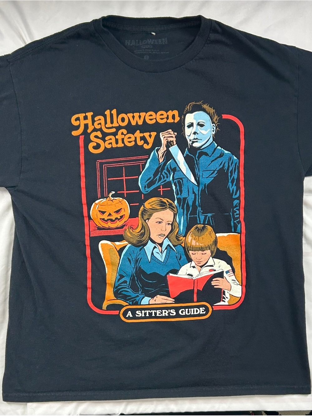 Michael Myers Halloween Safety Sitter's Guide Horror Tee L